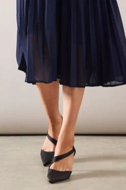 Wide Fit Everly Satin Asymmetric Pointed Stiletto High Heel Courts