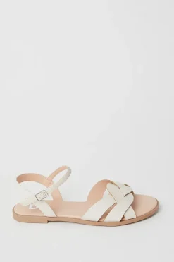 Wide Fit Fara Weave Detail Flat Sandals