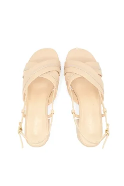 Wide Fit Faux Leather 'Nancy' Sling Back Low Block Heel Sandals