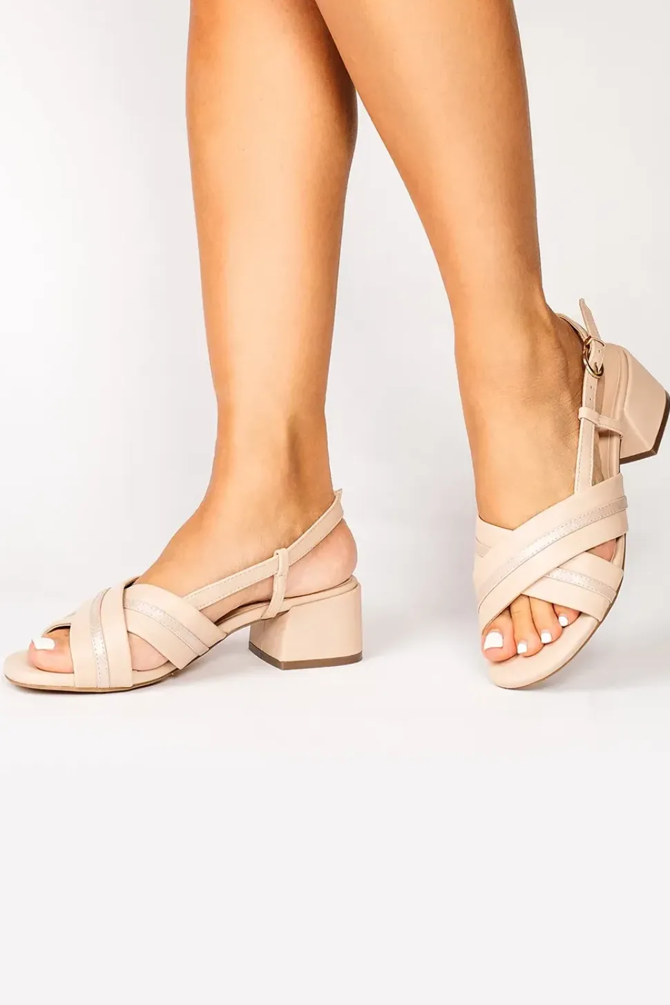Wide Fit Faux Leather 'Nancy' Sling Back Low Block Heel Sandals