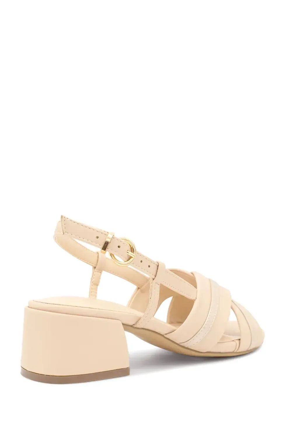 Wide Fit Faux Leather 'Nancy' Sling Back Low Block Heel Sandals