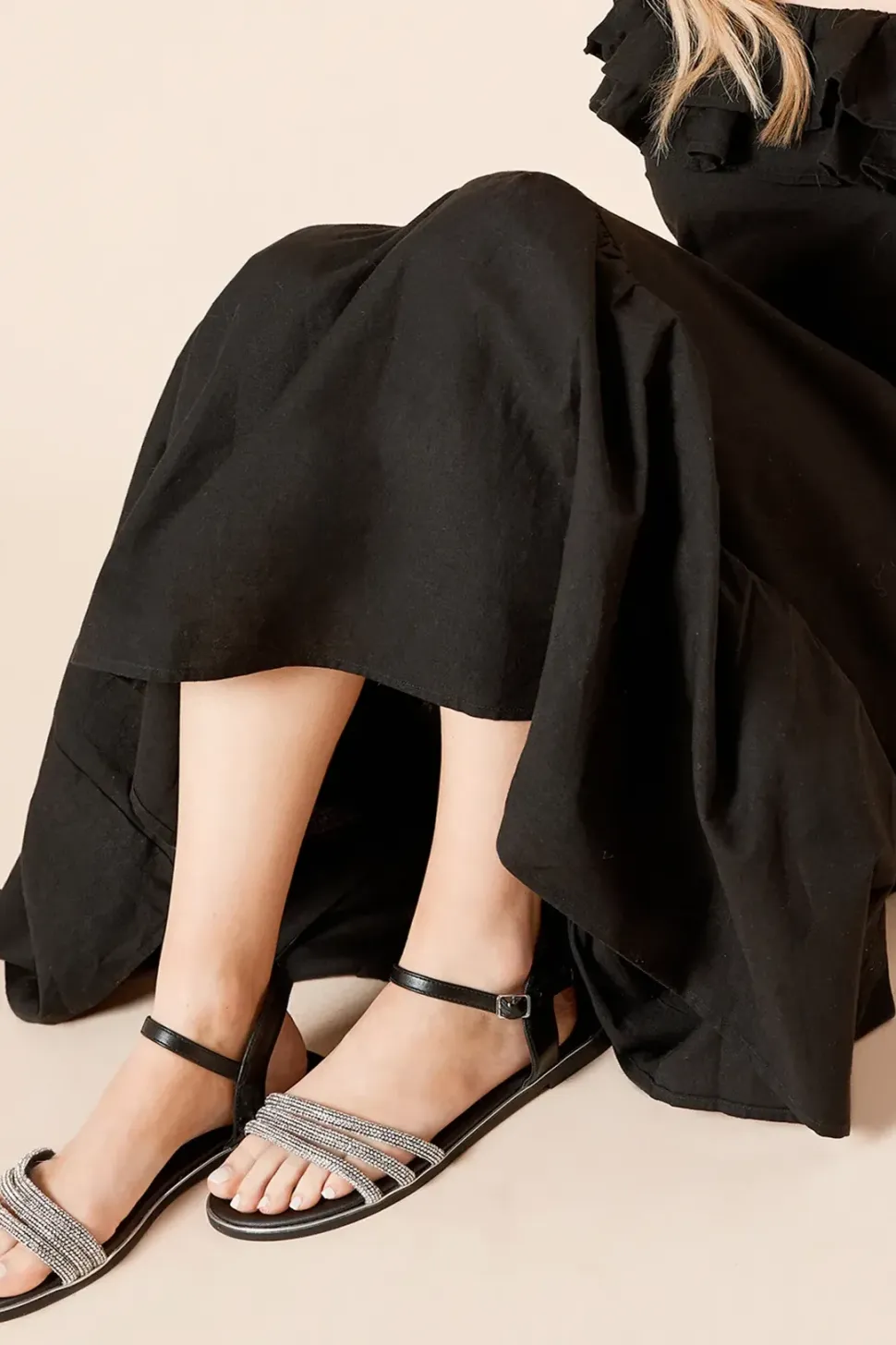 Wide Fit Fern Embellished Flat Sandals