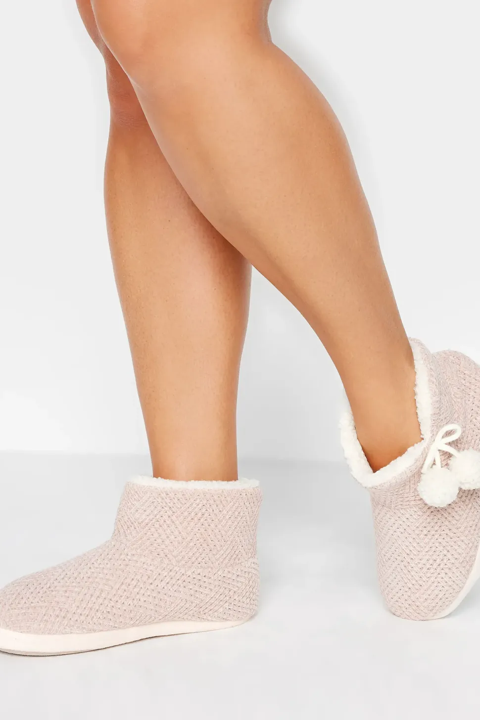 Wide Fit Fluffy Chevron Slipper Boots