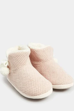 Wide Fit Fluffy Chevron Slipper Boots