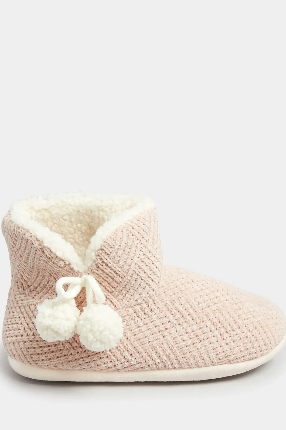 Wide Fit Fluffy Chevron Slipper Boots