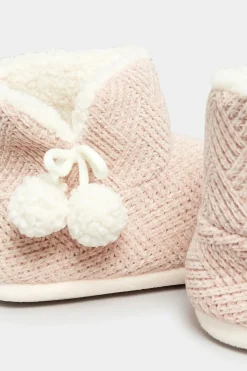 Wide Fit Fluffy Chevron Slipper Boots