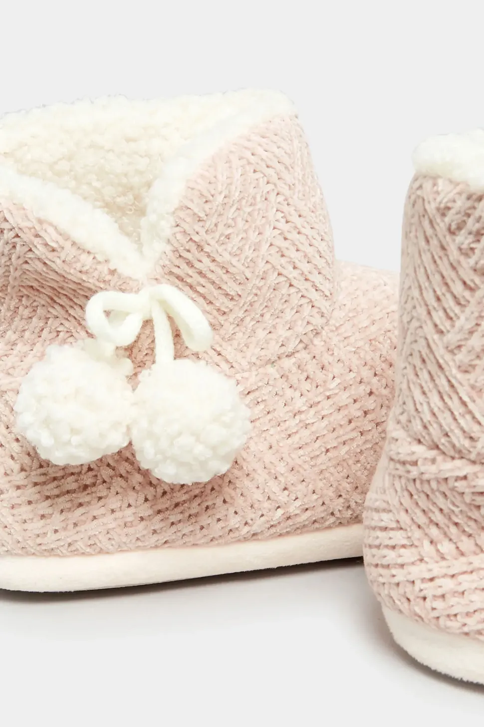 Wide Fit Fluffy Chevron Slipper Boots