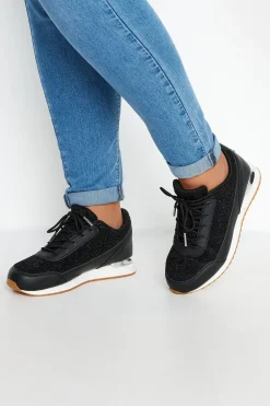 Wide Fit Glitter Metallic Trim Trainers