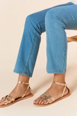 Wide Fit Jaleesa Leather Woven Flat Sandals