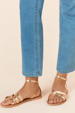Wide Fit Jaleesa Leather Woven Flat Sandals