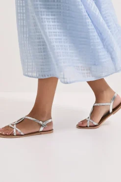 Wide Fit Jessie Leather Plaited Flat Sandals