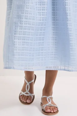Wide Fit Jessie Leather Plaited Flat Sandals