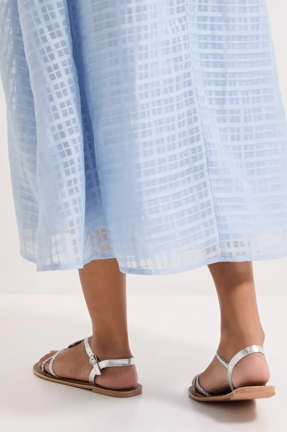 Wide Fit Jessie Leather Plaited Flat Sandals