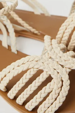 Wide Fit Jillian Plaited Leather Sandals