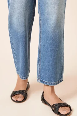 Wide Fit Jocelyn Leather Plaited Flat Sandals