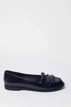 Wide Fit Loren Comfort Fringe Detail Bow Loafers