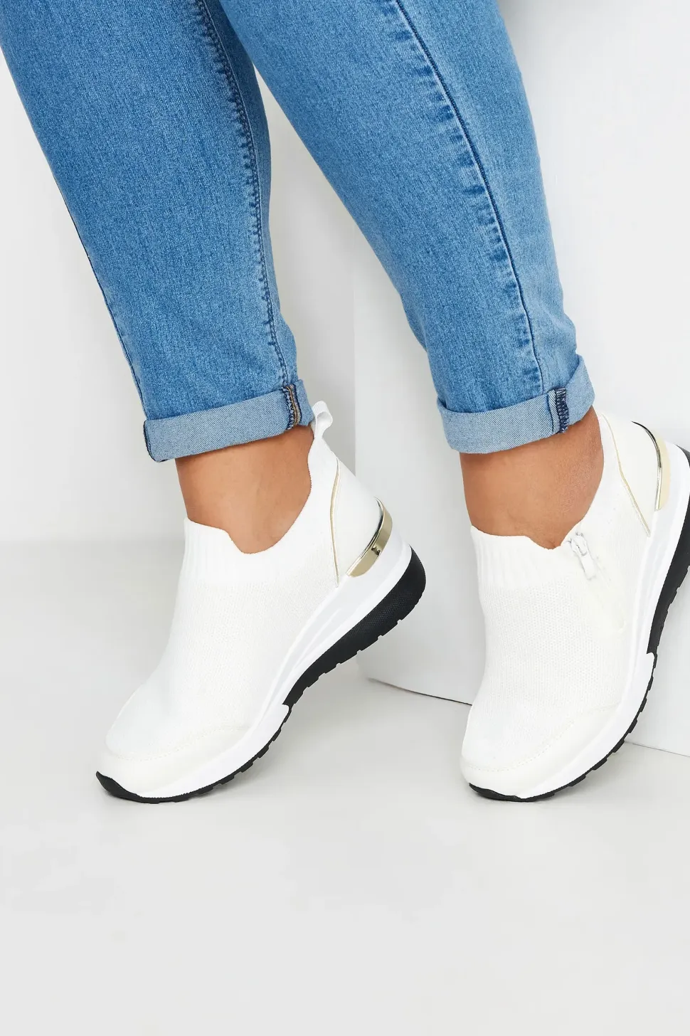 Wide Fit Metallic Trim Trainers
