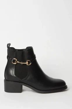 Wide Fit Orelia Faux Leather Snaffle Detail Chelsea Ankle Boot