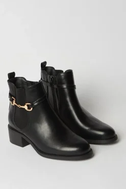 Wide Fit Orelia Faux Leather Snaffle Detail Chelsea Ankle Boot
