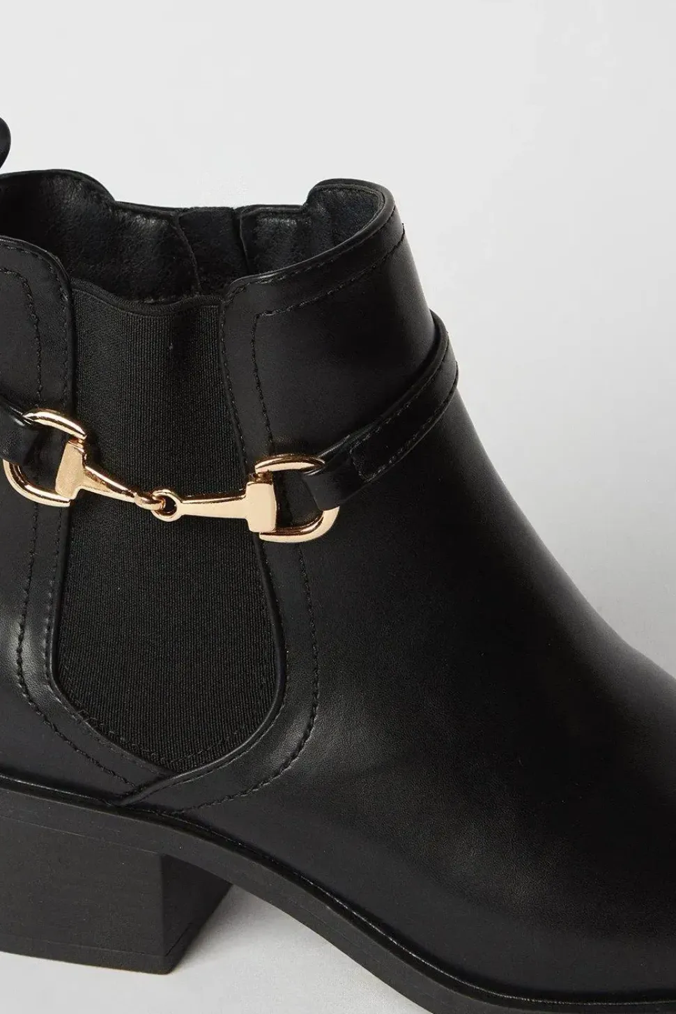 Wide Fit Orelia Faux Leather Snaffle Detail Chelsea Ankle Boot