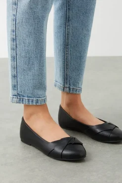 Wide Fit Paige Wrap Detail Ballet Flats