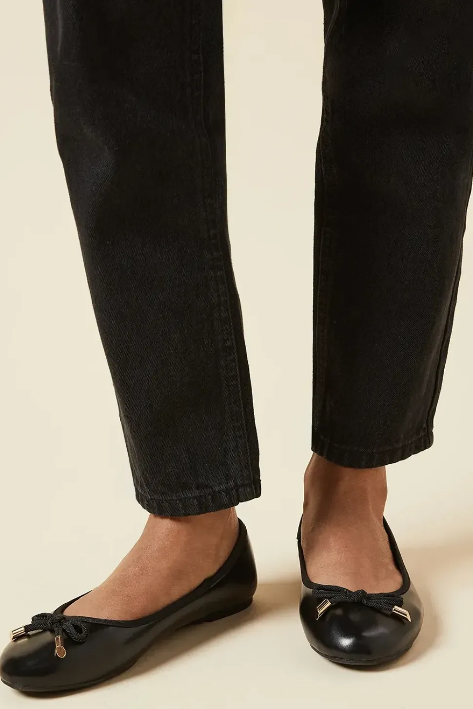 Wide Fit Peaches Bow Detail Ballet Pumps