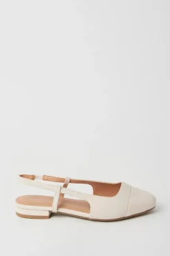 Wide Fit Penelope Slingback Toe Cap Detail Flat Pumps