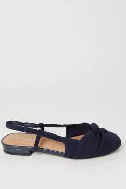 Wide Fit Penny Twist Front Slingback Flat Shoes