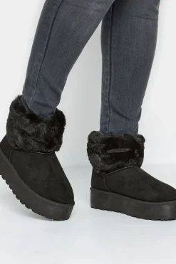Wide Fit Platform Faux Fur Collared Boot