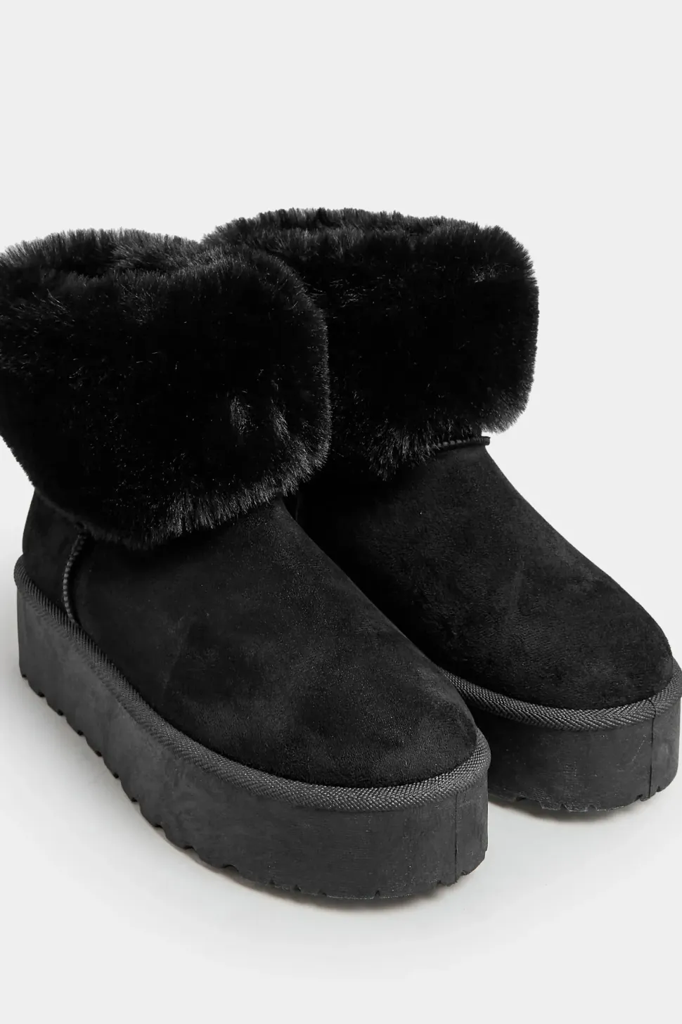 Wide Fit Platform Faux Fur Collared Boot