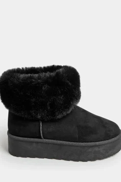 Wide Fit Platform Faux Fur Collared Boot