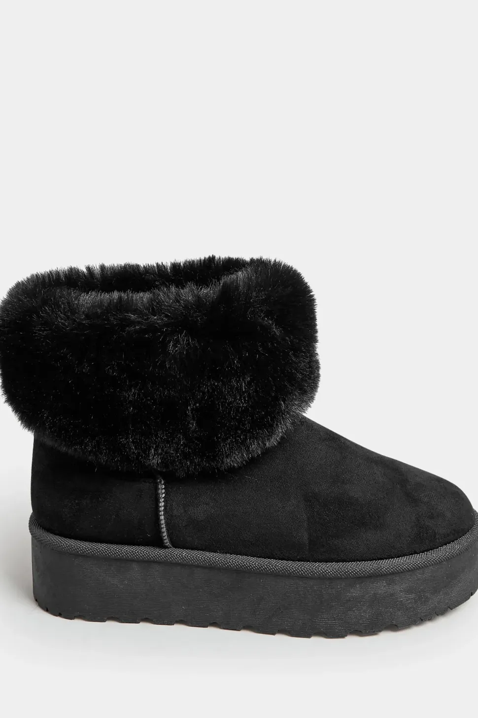 Wide Fit Platform Faux Fur Collared Boot
