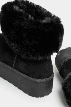Wide Fit Platform Faux Fur Collared Boot