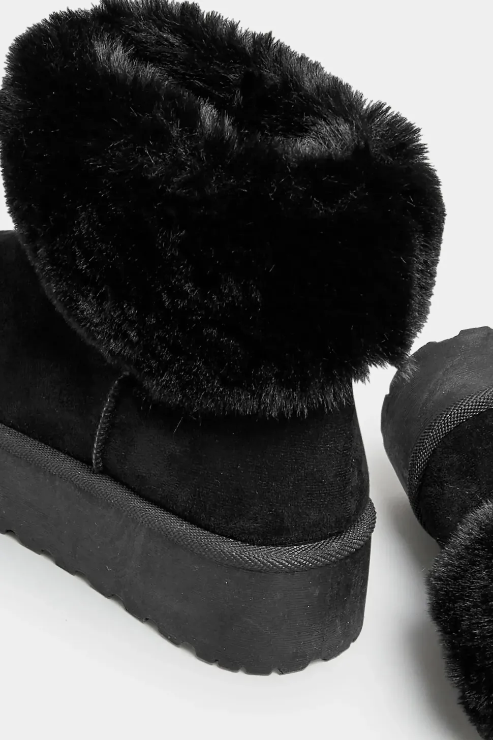 Wide Fit Platform Faux Fur Collared Boot