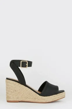 Wide Fit Rebekah Peep Toe Espadrille Wedge Sandals