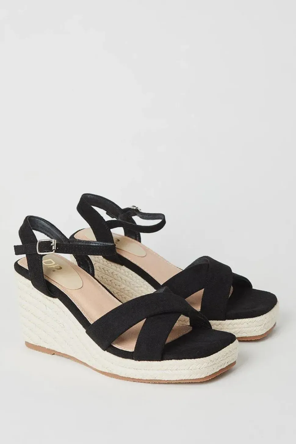 Wide Fit Rose Cross Strap Wedges