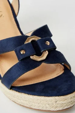 Wide Fit Ruby Trim Detail Espadrille Cork Wedges