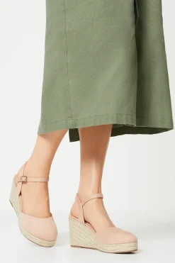 Wide Fit Rumor Faux Suede Closed Toe Espadrille Wedge Sandals