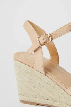 Wide Fit Rumor Faux Suede Closed Toe Espadrille Wedge Sandals