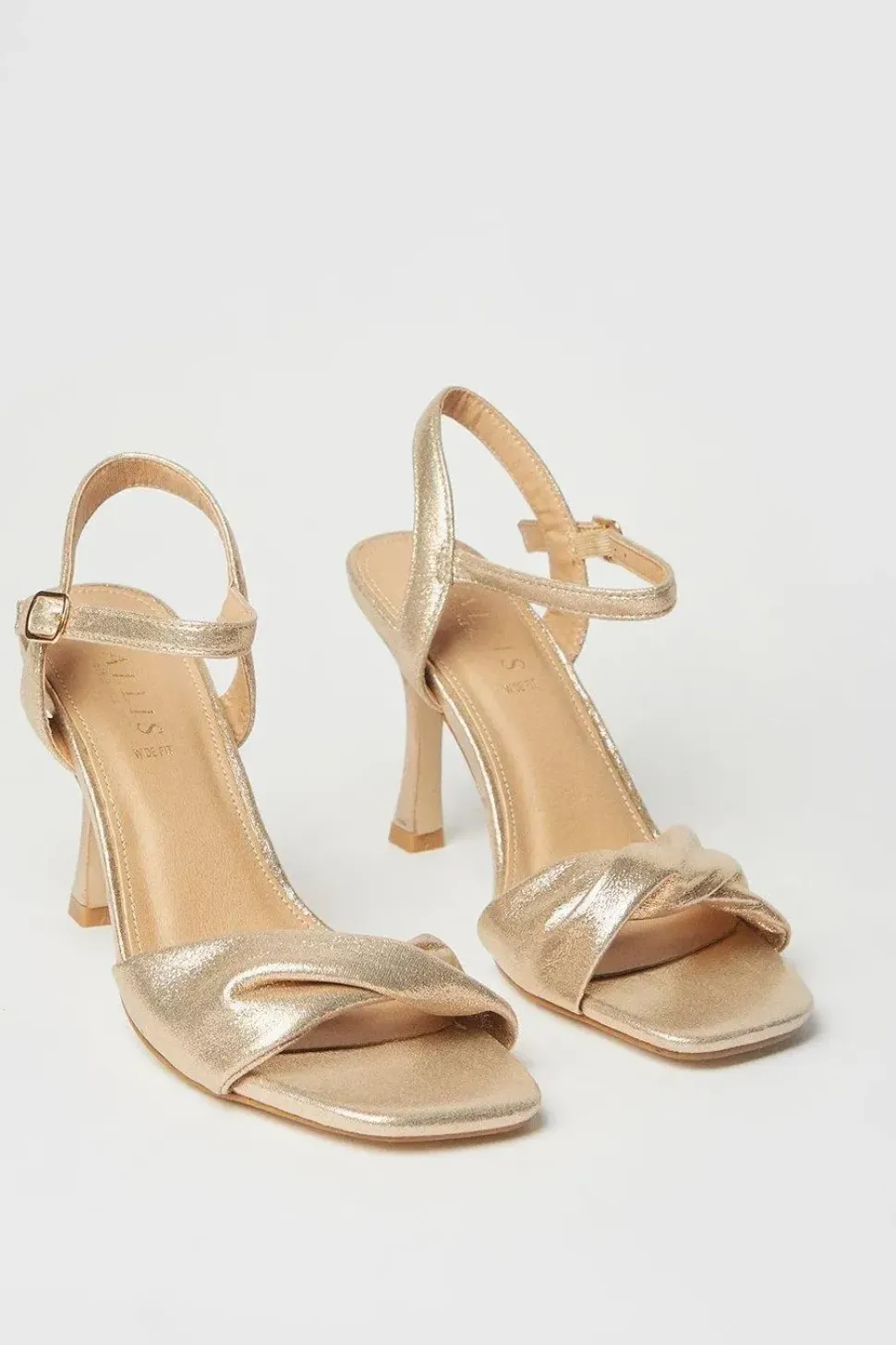 Wide Fit Sally Soft Twist Front High Stiletto Heeled Sandals