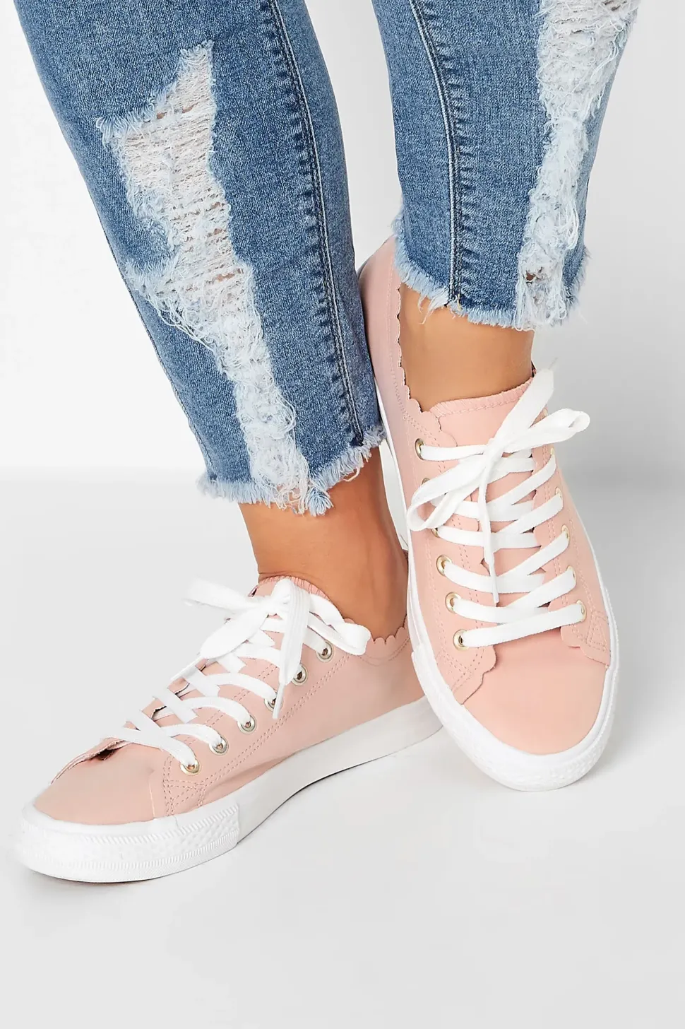 Wide Fit Scalloped Edge Trainers