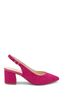 Wide Fit Shimmer 'Flynn' Mid Block Heel Sling Back Court Shoe