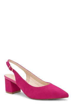 Wide Fit Shimmer 'Flynn' Mid Block Heel Sling Back Court Shoe