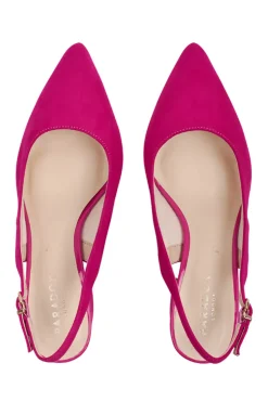 Wide Fit Shimmer 'Flynn' Mid Block Heel Sling Back Court Shoe