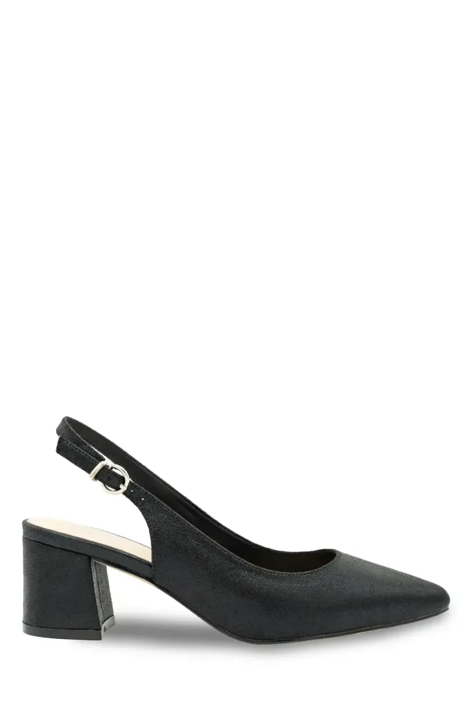 Wide Fit Shimmer 'Flynn' Mid Block Heel Sling Back Court Shoe