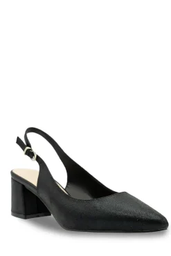 Wide Fit Shimmer 'Flynn' Mid Block Heel Sling Back Court Shoe