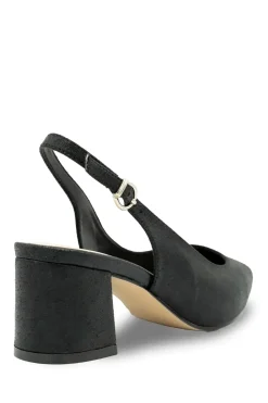 Wide Fit Shimmer 'Flynn' Mid Block Heel Sling Back Court Shoe