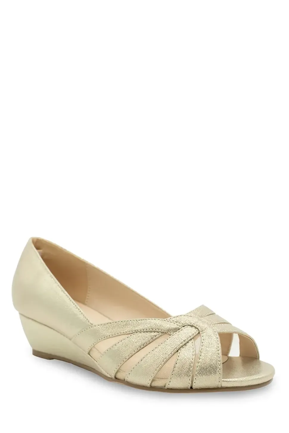 Wide Fit Shimmer 'Judy' Peep Toe Wedge Sandal