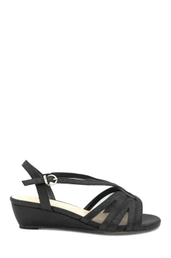 Wide Fit Shimmer 'Julia' Low Wedge Sandals