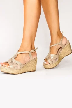 Wide Fit Shimmer 'Yanelli' Wedge Espadrilles